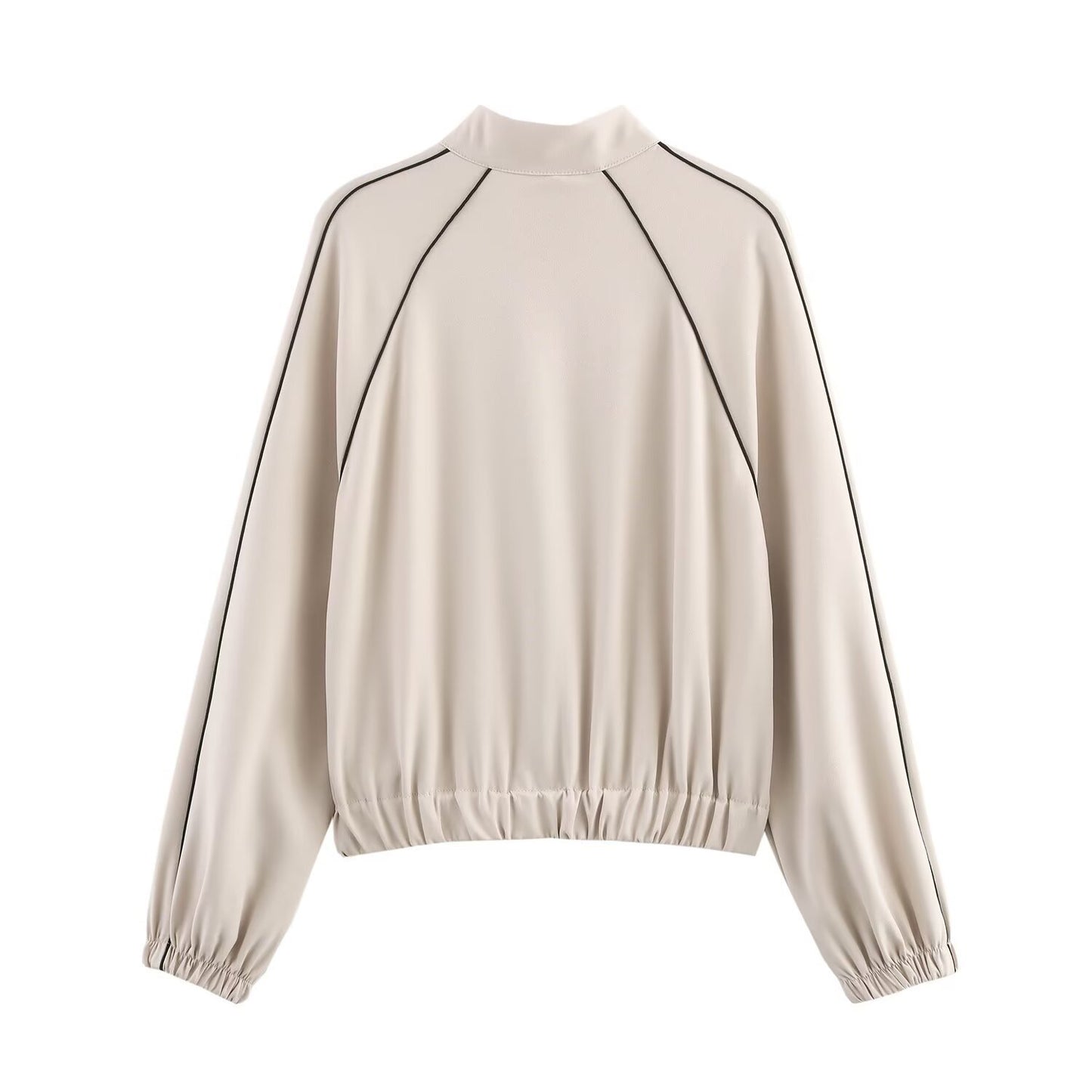 Zweiteiliges Track Suit Set – Beige mit Kontrastlinien