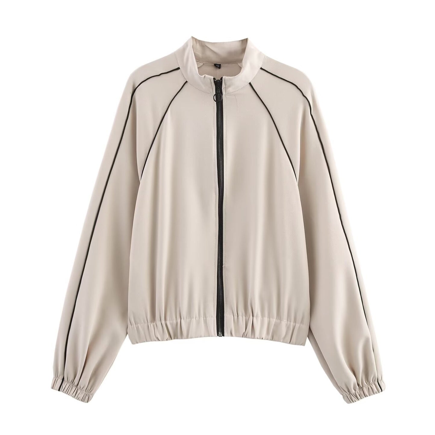 Zweiteiliges Track Suit Set – Beige mit Kontrastlinien