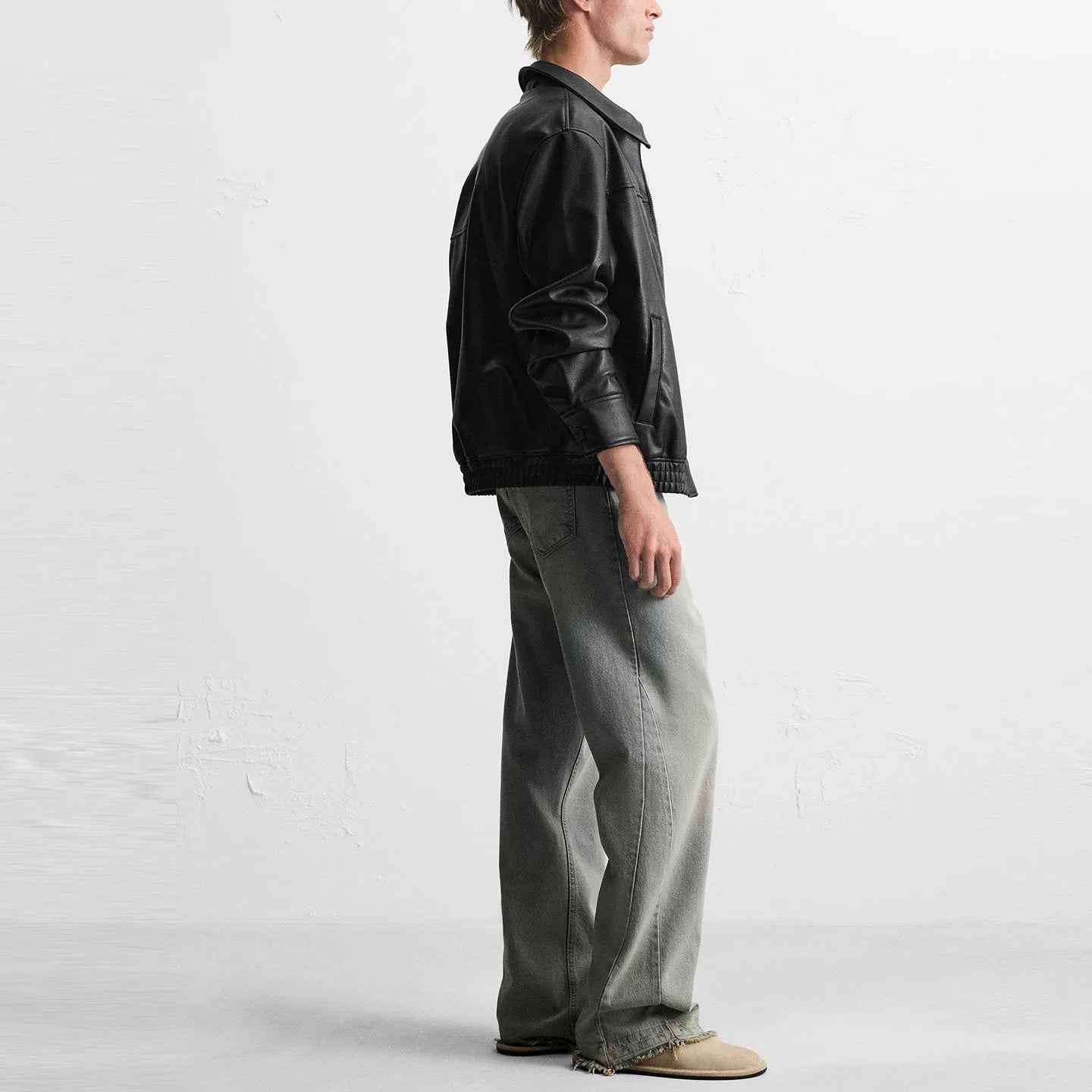 Schwarze Streetwear Lederjacke