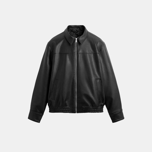 Schwarze Streetwear Lederjacke