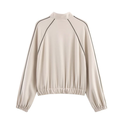 Zweiteiliges Track Suit Set – Beige mit Kontrastlinien