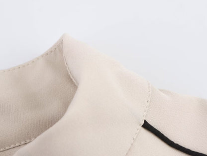 Zweiteiliges Track Suit Set – Beige mit Kontrastlinien