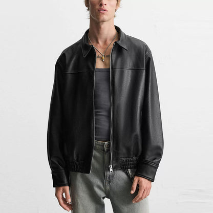 Schwarze Streetwear Lederjacke